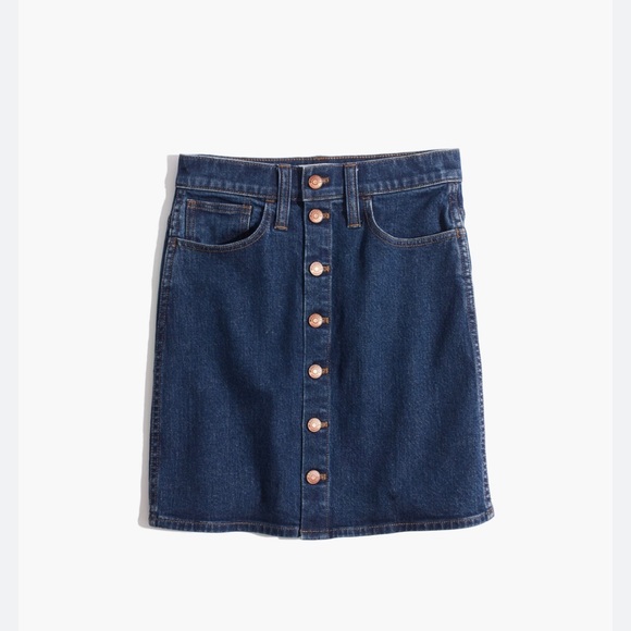 Madewell Stretch Denim Straight Mini Skirt Button-Front Edition - Picture 3 of 6